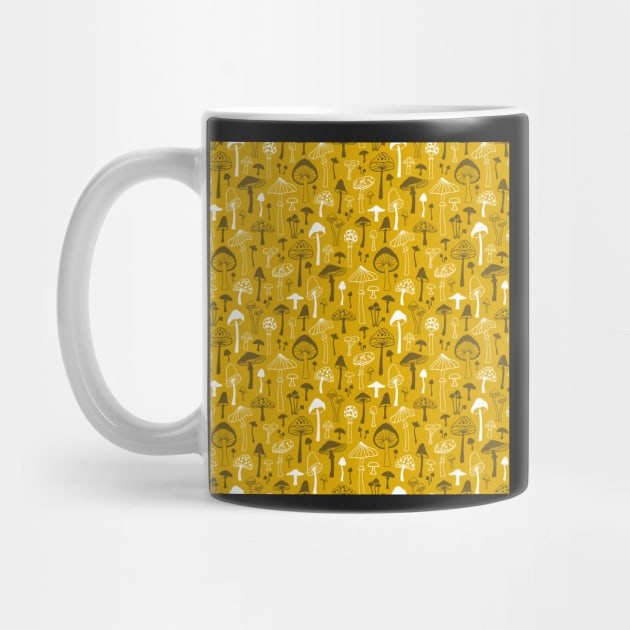 Mushrooms in Yellow by CajaDesign